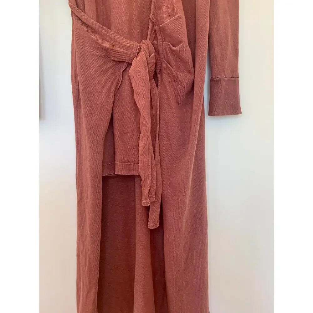 Free People Molly Side-Tie Midi Dress in Bittersweet Size XS Long Sleeve Cotton - Picture 5 of 6